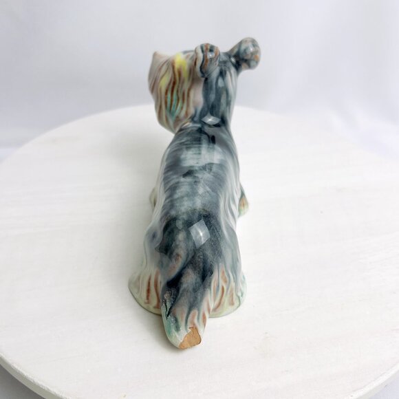 German Ceramic Dog Figurine Red Clay Multicolored Glaze Yorkshire Terrier - read - Picture 5 of 9